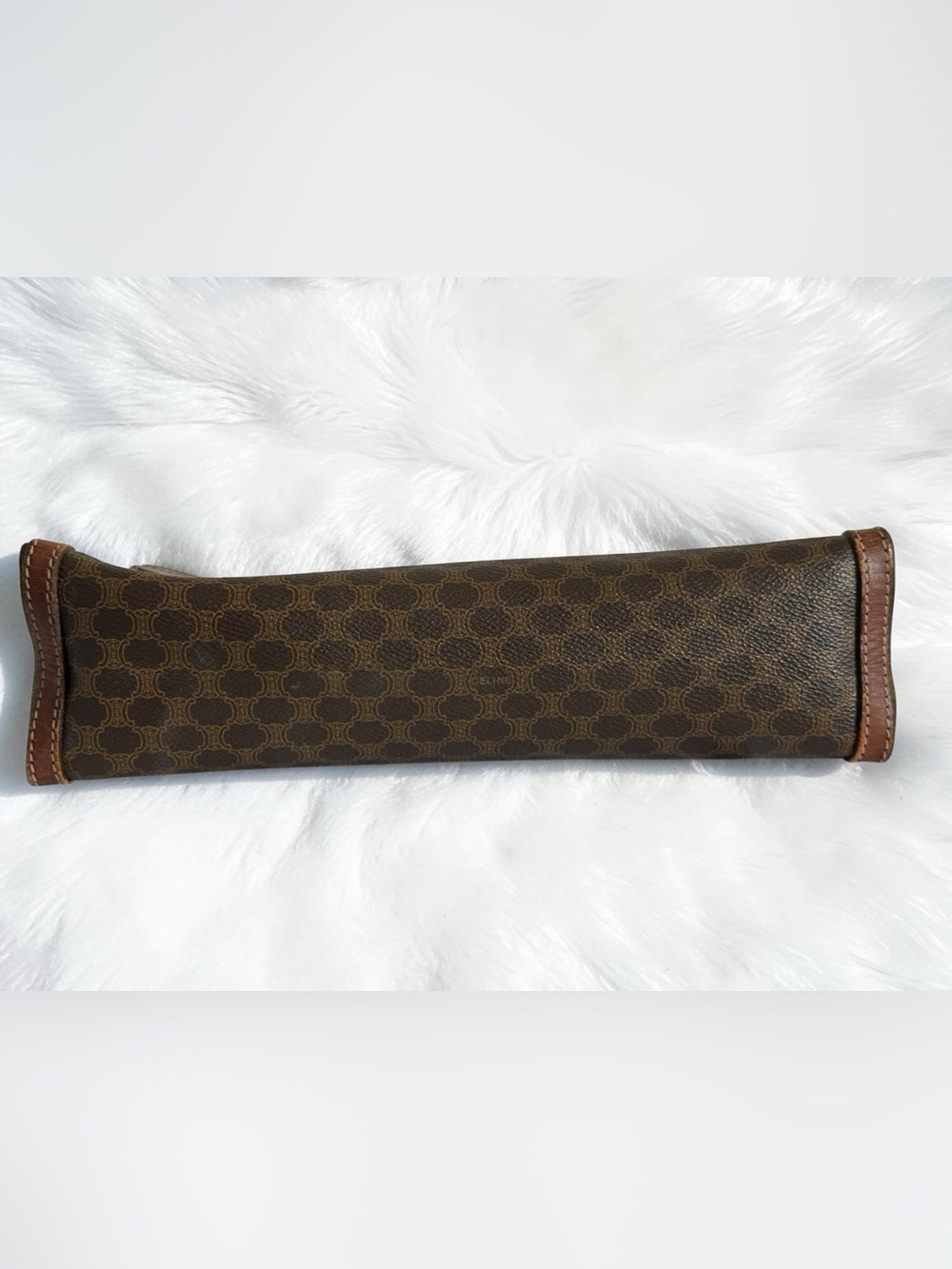 Celine Macadam Clutch Bag Vintage Brown PVC Leather Large Pouch - Picture 8 of 15